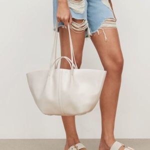 White leather tote bag